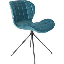 Zuiver OMG Velvet Eetkamerstoelen Blauw - Set van 2