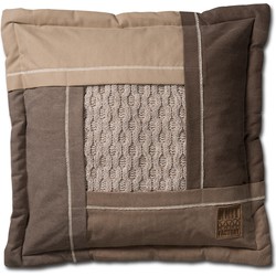 Knit Factory Trix Sierkussen - Beige Mêlee - 50x50 cm - Inclusief kussenvulling