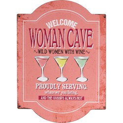  J-Line Decoratie Bord Woman Cave Metaal - Roze    