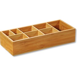 FSC® Bamboe houten Opbergdoos met 8 vakken - Barbecue Bbq Grill box - Buffet box - Voor Opbergen van sauzen specerijen bestek etc