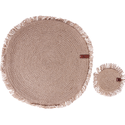 Beliani RIBBERY - Placemats en onderzetters-Natuurlijk-Jute