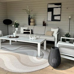 Organisch gevormd buitenkleed Loop Stone Linnen Linnen,Beige - Polypropyleen