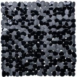 Wicotex Douchemat - vierkant - zwart - steentjes - 53 cm - Badmatjes