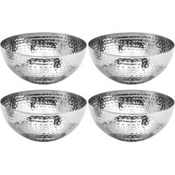 Set van 8x stuks - Slakommetjes/schaaltjes - rvs metaal - D19 cm - Saladeschalen