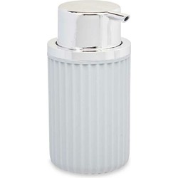 Berilo zeeppompje/dispenser Roma - lichtgrijs/zilver - kunststof - 8 x 15 cm - 420 ml - Zeeppompjes