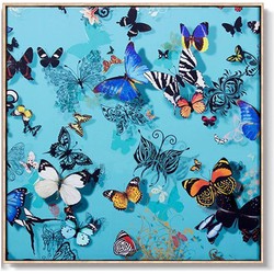 Fine Asianliving Oosters Wanddecoratie Vlinders Blauw 900x900mm