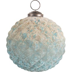 Clayre & Eef Kerstbal  Ø 10 cm Turquoise Beige Glas Rond Kerstboomversiering