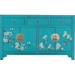 Fine Asianliving Chinees Dressoir Dusty Turquoise Handbeschilderd -