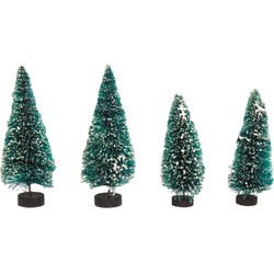 Rayher hobby kerstdorp miniatuur boompjes - 4x stuks - 9 en 12 cm - Kerstdorpen