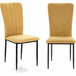 Set van 4 stoelen in stof met zwarte metalen poten L43 cm - HOLLY