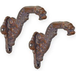 A PAIR OF CAST IRON COAT HOOKS