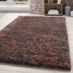 Hoogpolig vloerkleed - Lorium gemeleerd terra/blauw/beige - 80 X 150 CM