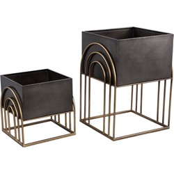 PTMD Mindo Gold iron planter in frame set of 2