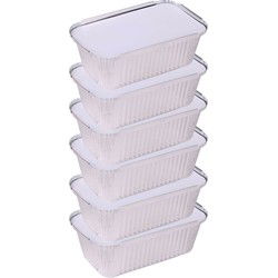 Elite Meal prep bewaar bakjes - Aluminium - 6x - 25 x 15 x 7 cm - met deksel - Vershoudbakjes