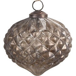 Clayre & Eef Kerstbal Zilverkleurig Bruin Glas