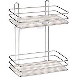 Arte r Doucherek - 2-laags - met zuignappen - chroom - 26 x 30 cm - Douche- en badrekjes