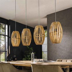 Hanglamp Naturel Mangohout - 4-Lichts - 135x25x150cm