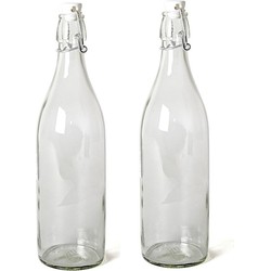 Gerimport Beugelfles - 18x stuks - weckfles met beugeldop - 1 liter - Decoratieve flessen