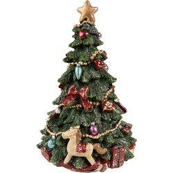Clayre & Eef Muziekdoos Kerstboom 19 cm Groen Polyresin Kerstdecoratie Beeld