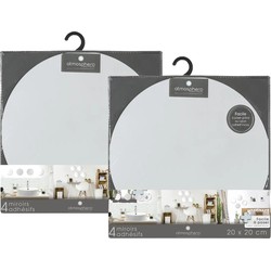 5Five Plak spiegels tegels - 8x stuks - glas - zelfklevend - 20 x 20 cm - rondjes - muur/deur/wand - Spiegels