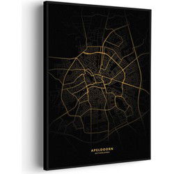 Muurwerken Akoestisch Schilderij - Apeldoorn Plattegrond Zwart Geel - Geluidsdempend Wandpaneel - Wanddecoratie - Geluidsisolatie - PRO (AW 0.90) XL (86X120)