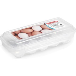Eierdoos - koelkast organizer eierhouder - 10 eieren - transparant - kunststof - 27 x 12,5 cm - Vershoudbakjes