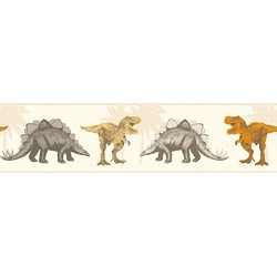 A.S. Création behangrand dinosaurussen beige en oranje - 0,13 x 5 m - AS-358362