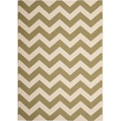 Safavieh Chevron Indoor/Outdoor Woven Area Rug, Courtyard Collection, CY6244, in Green & Beige, 160 X 231 cm