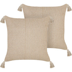 ARALIA  - Sierkussen set van 2 - Beige - 45 x 45 cm - Katoen