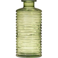 Glazen stijlvolle bloemenvaas transparant groen D9.5 en H21.5 cm - Vazen