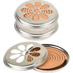 Blik met citronella wierook spiralen - 3x - 14 cm - 6-12 branduren - citrusgeur - Wierookstokjes