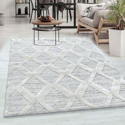 Sofia Modern Grijs vloerkleed - Geruit - 120 X 170 CM