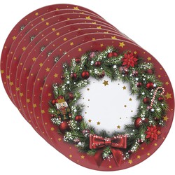 Set van 8x stuks ronde kerst onderborden kerstkrans 33 cm - Onderborden