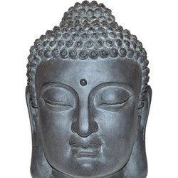 Buddha-Kopf M 31X30X42 cm Dunkelgrau Fibreclay Tonfaser - stonE'lite