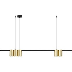 ISE Pendel 5x GU10 excl 1000mm geborsteld goud + zwart
