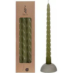 Twisted candles set 3 st, moss green