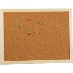 Prikbord/memobord naturel kurk 40 x 30 cm - Prikborden