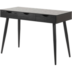 Keet houten bureau zwart - met 3 lades - 110 x 50 cm