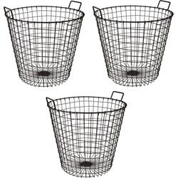 3x stuks ijzeren draadmand / aadrappelmand / opbergmand antraciet 45 x 45 cm - Opbergmanden