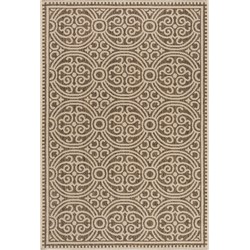 Safavieh Medallion Indoor/Outdoor Woven Area Rug, Beachhouse Collection, BHS134, in Cream & Beige, 79 X 152 cm