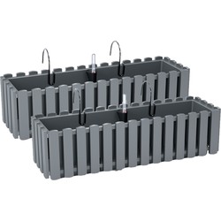 Prosperplast Plantenbak - 2x - kunststof - 58 cm - hout bruin - Plantenpotten