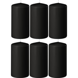 6x Kaarsen zwart 6 x 12 cm 45 branduren sfeerkaarsen - Stompkaarsen