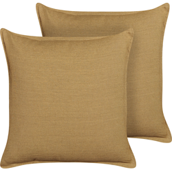 SUBULATA  - Sierkussen set van 2 - Mosterdgeel - 45 x 45 cm - Linnen