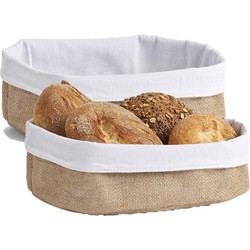 2x Jute broodmandjes voor kleine broodjes 26 x 18 cm - broodmand