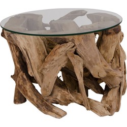 Grand Canyon Coffee Table - Salontafel, glas met natuurpoten, Ø60x40 cm