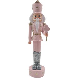 Clayre & Eef Beeld Notenkraker 17 cm Roze Wit Polyresin Kerstdecoratie