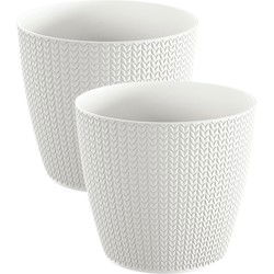Prosperplast Plantenpot - 2x - parel wit - kunststof - D26 x H23 cm - Plantenpotten