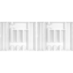 Set van 2x stuks uitschuifbare bestekbakken/bestekhouders wit 44 cm - Bestekbakken
