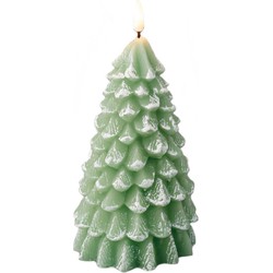 1x stuks led kaarsen kerstboom kaars groen D10 x H22 cm - LED kaarsen