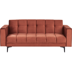 Beliani ALNES - Driezitsbank-Rood-Fluweel